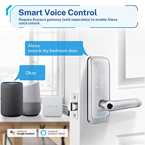 Kucacci Keypad Smart Door Lock with Handle, WiFi, Silver D1443