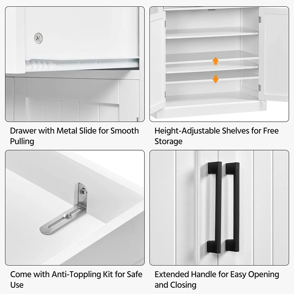 72.5" Kitchen Pantry Storage Cabinet with Drawer, White K580631