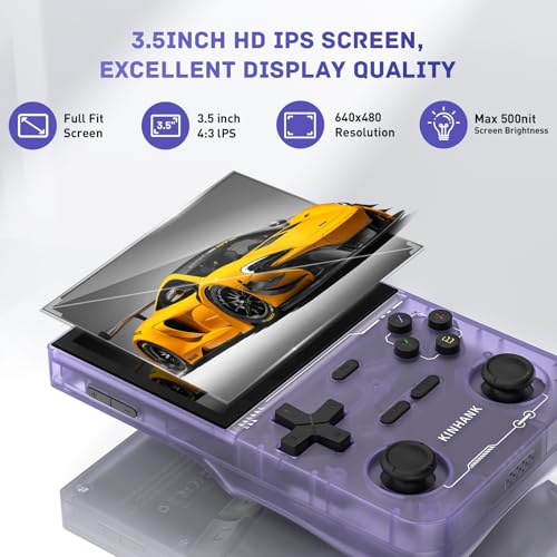 Kinhank K36 Retro Handheld Game Console with 9000+ Games, 64GB TF Card, 3.5 Inch IPS Screen (Black) U2328
