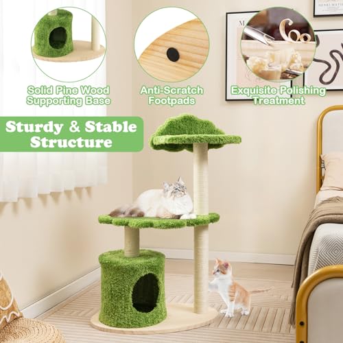 Tangkula Cat Tree Tower, Multi-level Wood Cat Tower with Sisal Scratching Posts, 38 Inch C2485