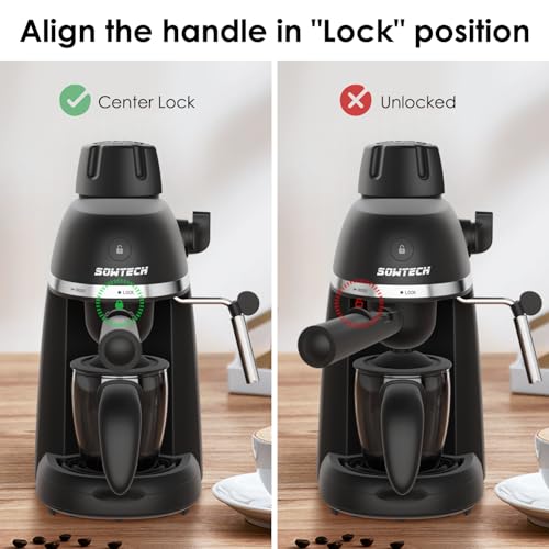 Espresso Coffee Machine with Milk Frother, 4 Cup, 800W, Black Q882