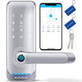 Keypad Smart Door Lock with Handle: Kucacci Keyless Entry Door Lock - Smart Lock for Front Door - Electronic Door Lock for Exterior Door - Wifi Door Lock with APP - Retrofit Knob Deadbolt Lock(Silver)