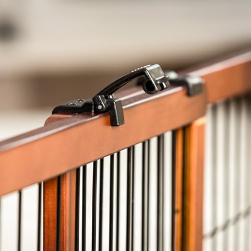 Carlson 70-Inch Wide Adjustable Freestanding Pet Gate, Wood, Brown Y7776