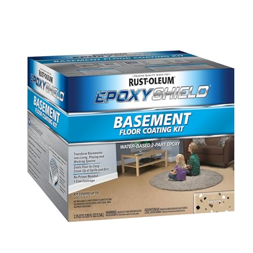 Rust-Oleum EpoxyShield Basement Floor Coating Kit, Gray Satin, Gallon T54001