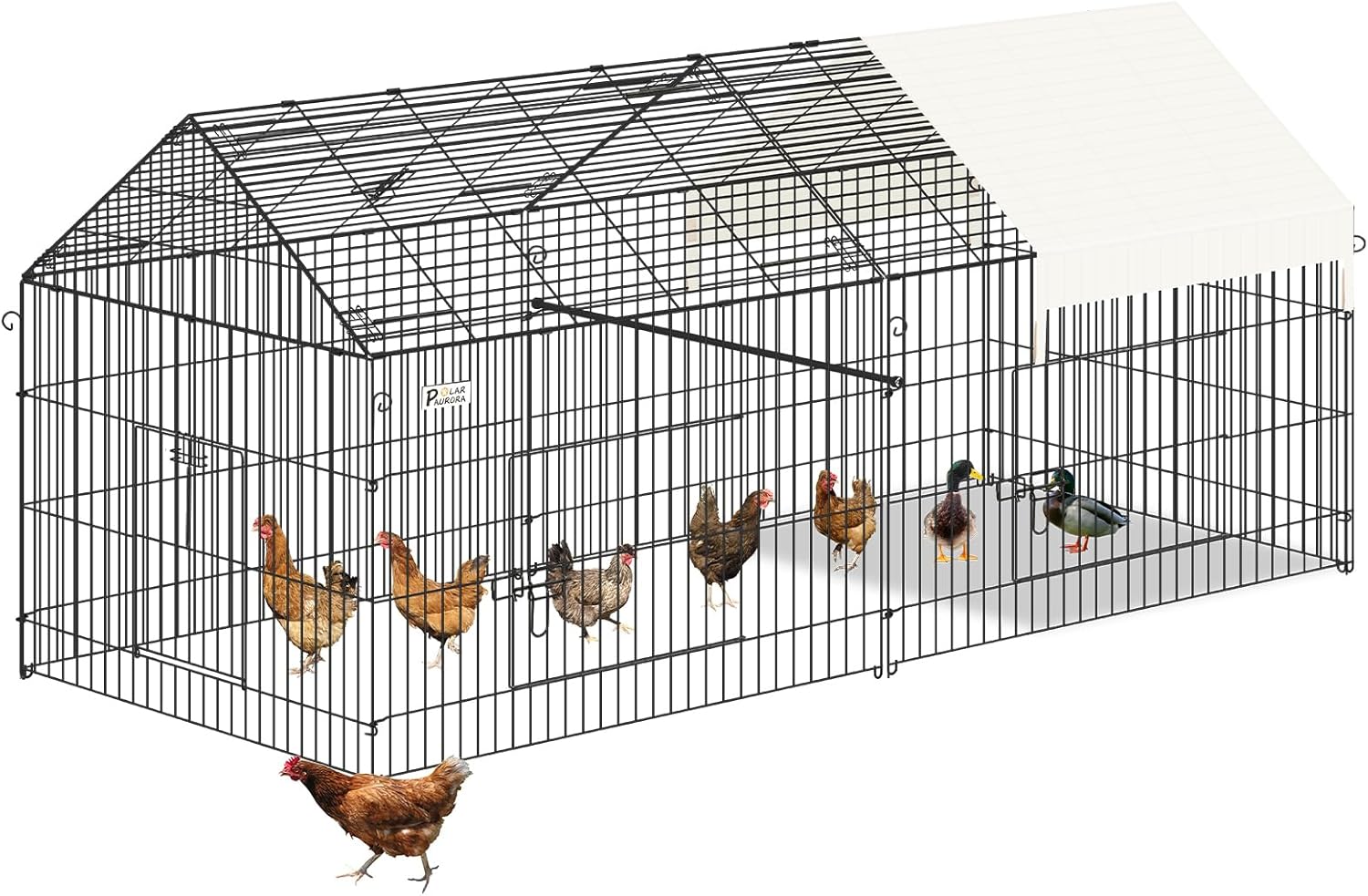 Polar Aurora Chicken Coop 87”x41”Chicken Run Cage for Yard with Cover Outside,Metal Chicken Pen Enclosure Outdoor for Small Animals Cat Hen Duck Rabbit