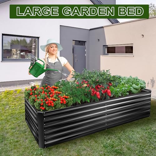 EDOSTORY Metal Raised Garden Bed Kit 8x4x2ft Galvanized Planter Box Outdoor V763