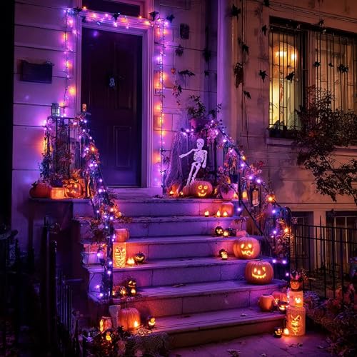TW SHINE Halloween Lights 328FT Outdoor String Lights with Remote, Purple & Orange F53527