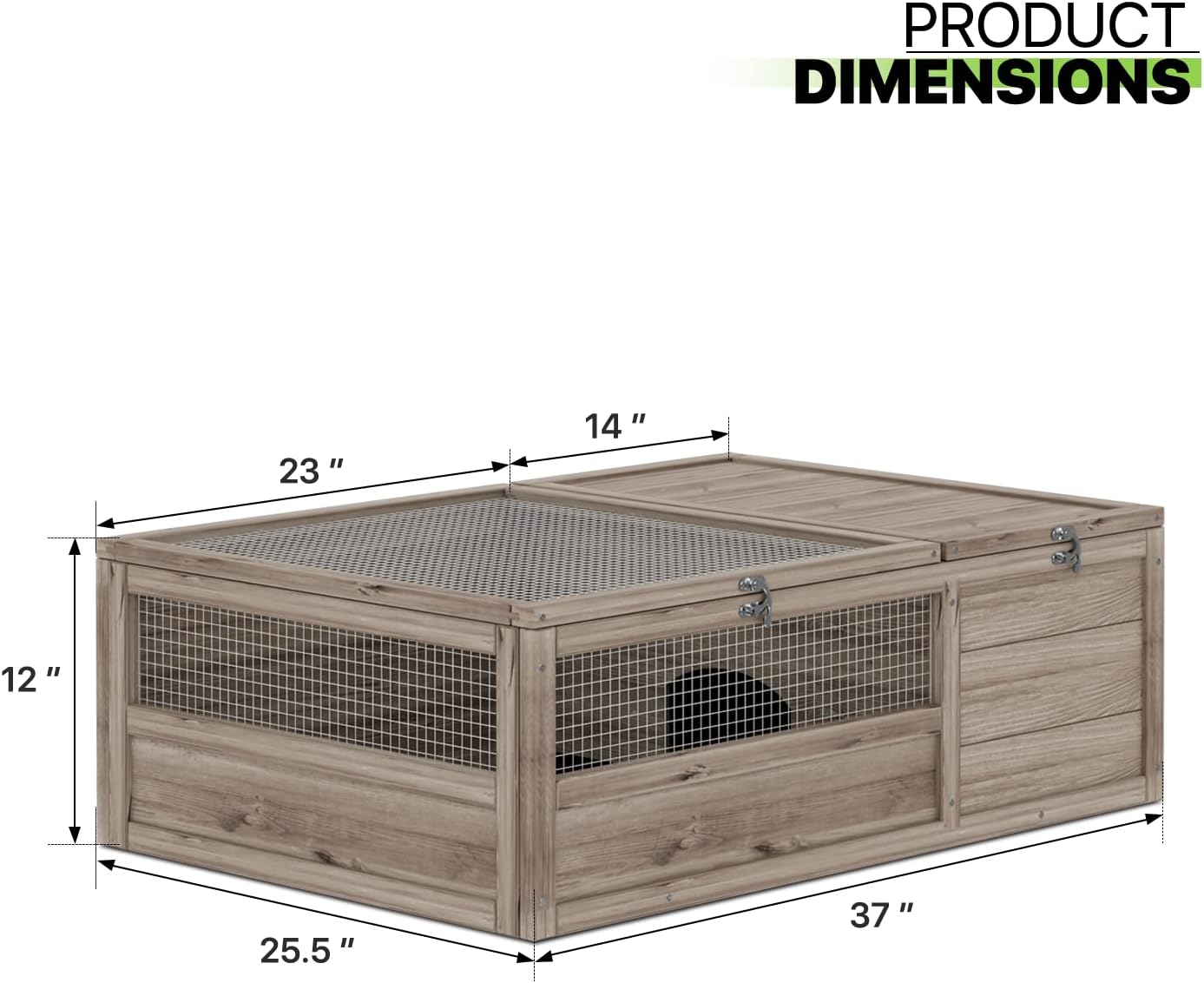 Magshion Outdoor Tortoise Enclosure Wooden Pet House Reptile Cage, 36.75" Grey T8522