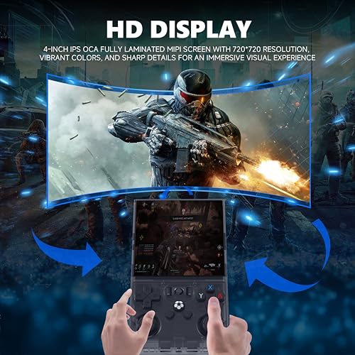 R36MAX Retro Handheld Game Console 128G 18000+ Classic Games Black I874