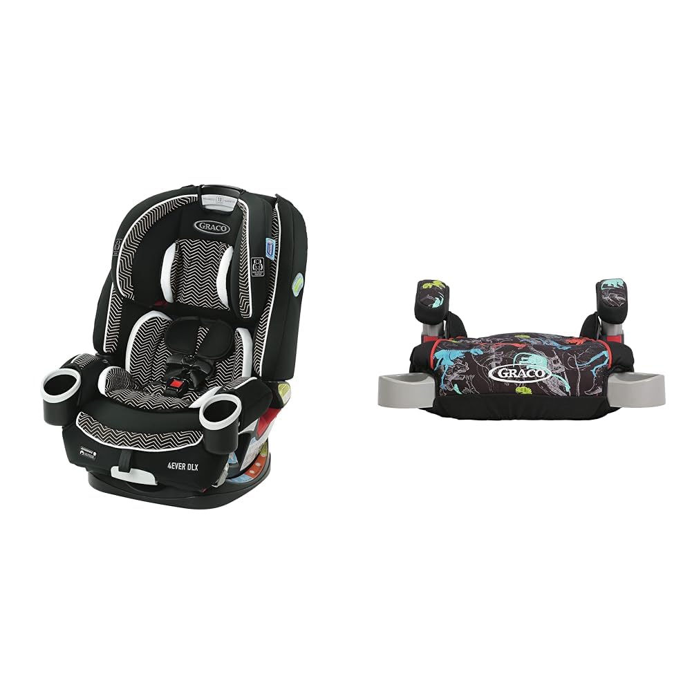 Graco 4Ever DLX 4-in-1 Car Seat to Backless Booster, TurboBooster Dinorama Backless Booster