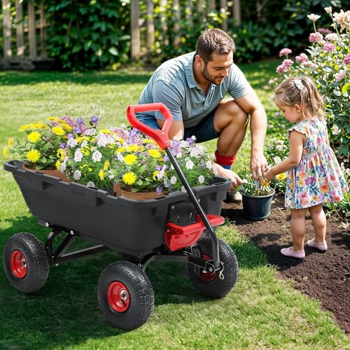 800lbs Garden Dump Cart with 10" Pneumatic Tires J882958