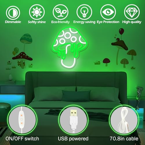 Mushroom Neon Sign Dimmable LED Night Light Wall Art for Bedroom Decor O27662