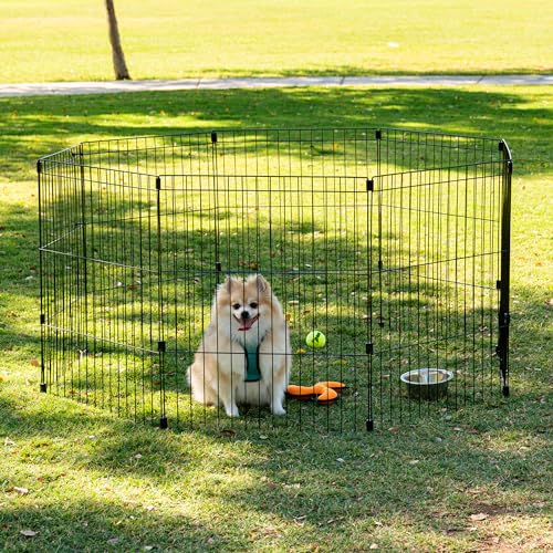 IRIS USA Metal Dog Playpen 8-Panel 36" Foldable Black F890