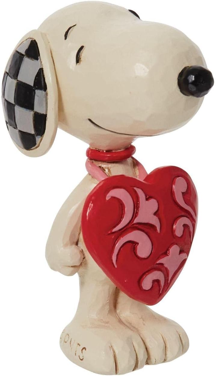 Enesco Peanuts by Jim Shore, Snoopy Wearing Heart Sign, Figurine, 3 inches