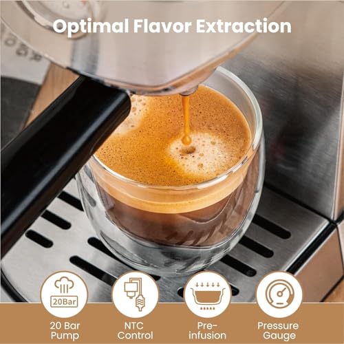 Gevi Espresso Machine 20 Bar with Auto Milk Frother, Stainless Steel D6478