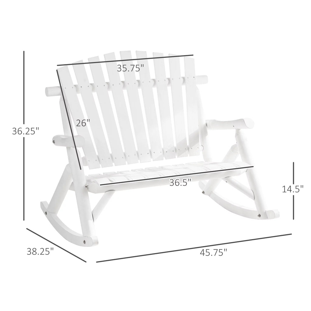 Outsunny 2-Person Wood Adirondack Rocking Chair Y121