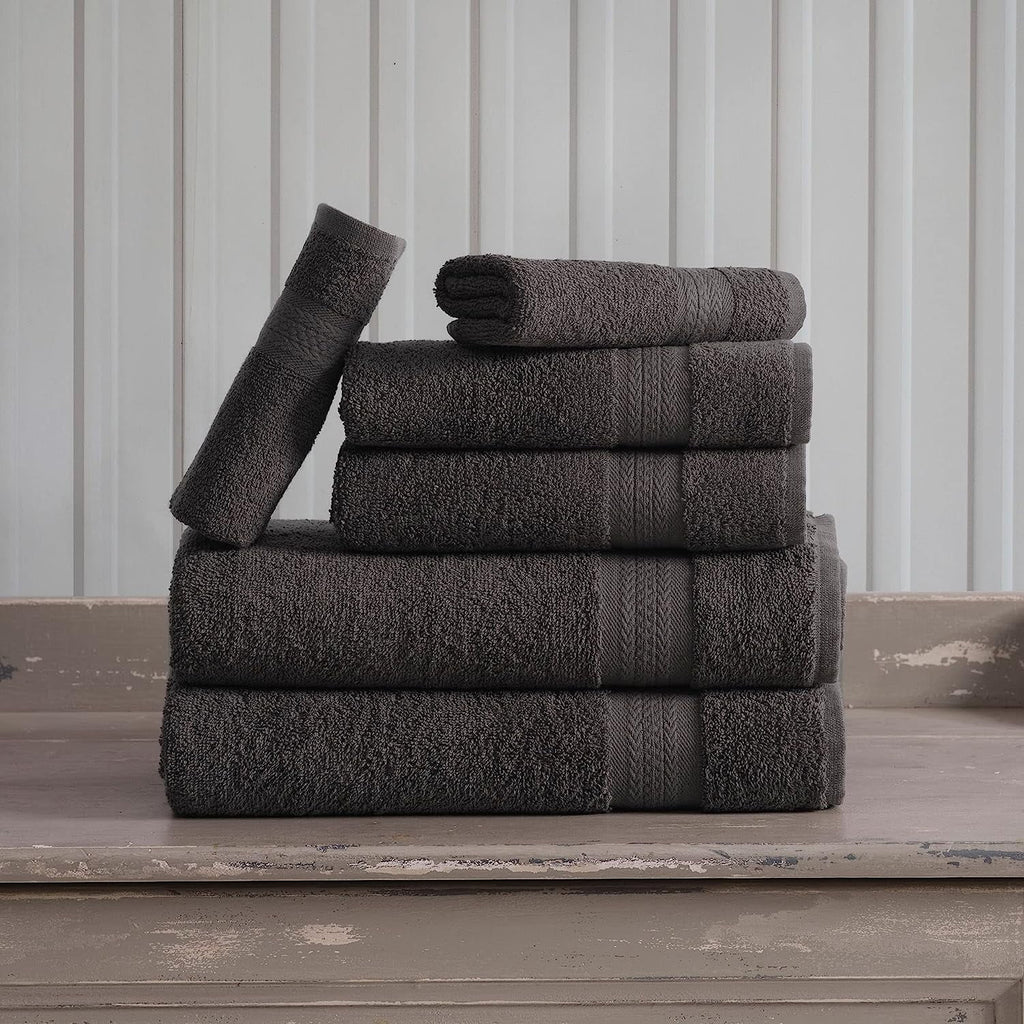 Regal Ruby 6 Piece Towel Set, 100% Turkish Cotton, Grey T140966
