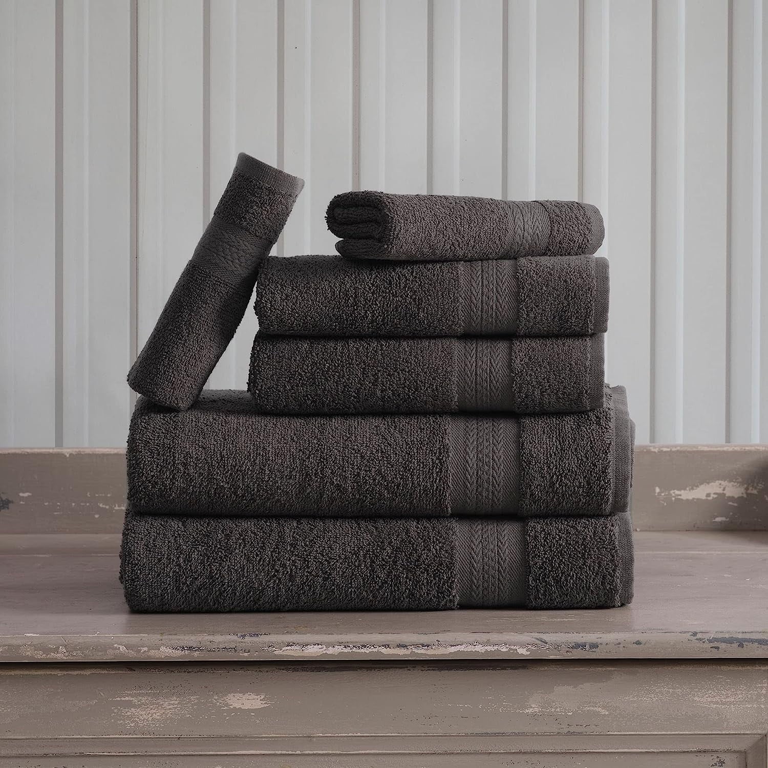 Regal Ruby 6 Piece Towel Set, 100% Turkish Cotton, Grey T140966