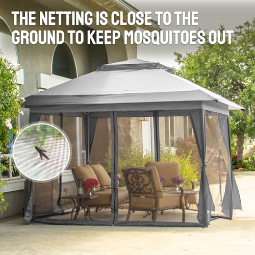 CROWN SHADES 13x13 Pop Up Gazebo with Wheeled STO-N-Go Cover Bag (Grey) N449398