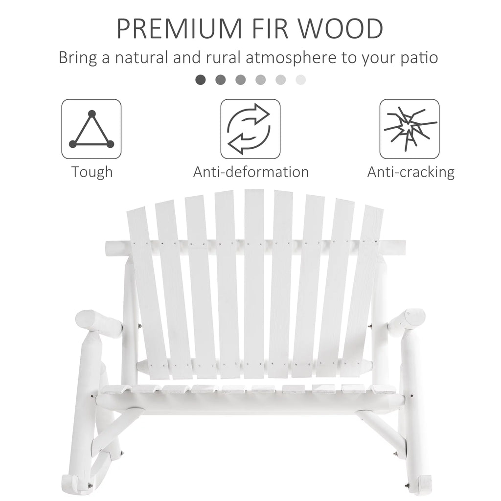 Outsunny 2-Person Wood Adirondack Rocking Chair Y121