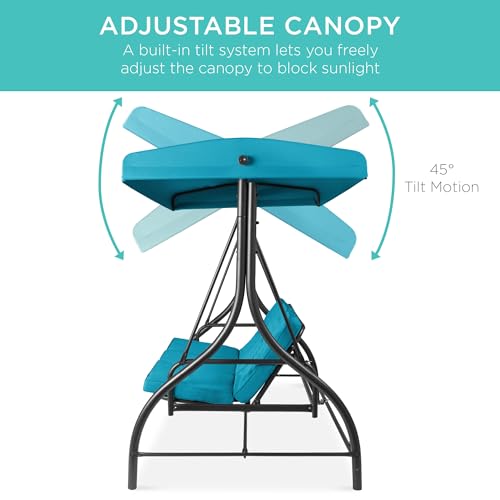Best Choice Products 3-Seat Outdoor Canopy Swing Glider with Adjustable Shade, Midnight Green A10932
