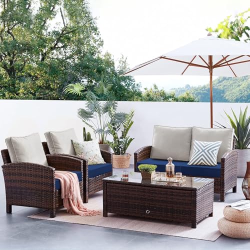 Favoyard Patio Chair Cushions 19 x 19 x 3 Inch Waterproof Outdoor Set of 2, Beige Q67095