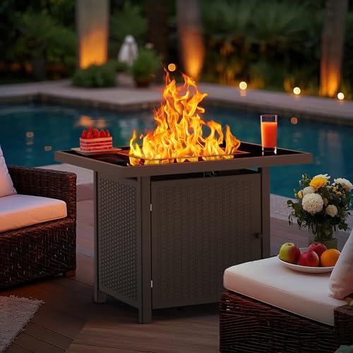 BALI OUTDOORS 50000 BTU Propane Fire Pit Table, 30 in Square Outdoor Firepit U6462