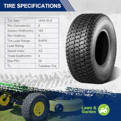 MaxAuto 2 Pcs 20x8-10 Turf Saver Tire for Lawn & Garden, 4ply Tubeless Z389