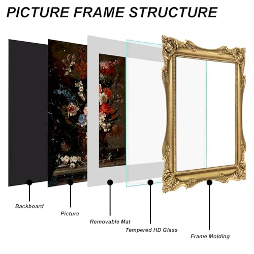 Black Vintage Picture Frame with Mat for 5x7 or 8x10 Photos E9622