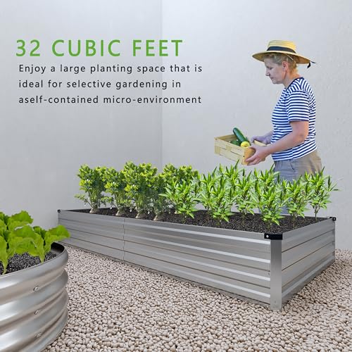 2PCS Galvanized Raised Garden Bed Kit, Metal Planter Box for Outdoor Planting Q36624