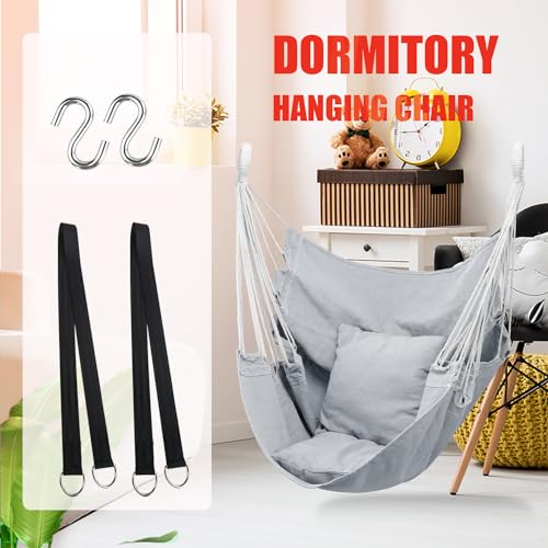 Hommtina Hammock Chair Hanging Rope Swing, Max 300 Lbs, Dark Gray W16807