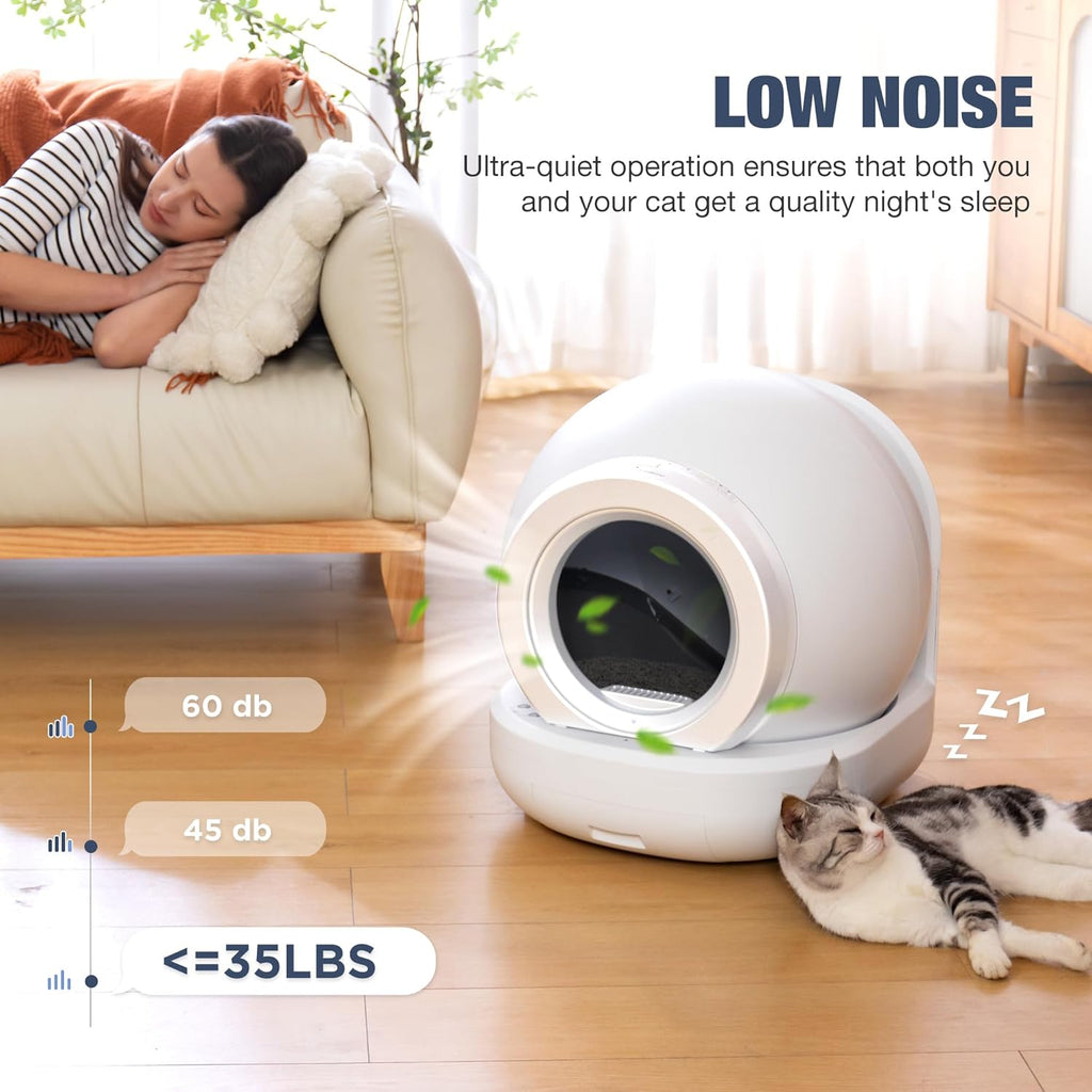 Self Cleaning Litter Box, Automatic for Multi Cats, APP Control, Pure White Z999061