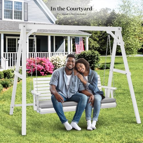 VINGLI Heavy Duty 880 LBS Patio Wooden Porch Swing with Extra Cushion, 5 FT Y211