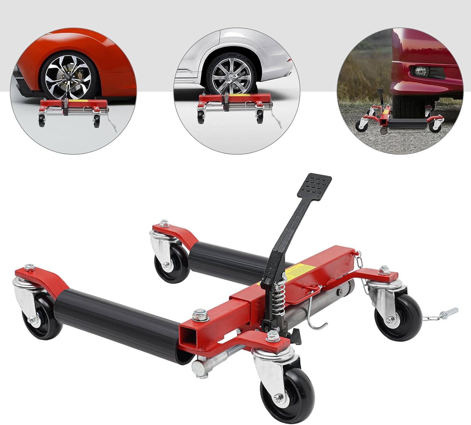 Wheel Dolly 1500LBS Heavy Duty Vehicle Positioning with Ratcheting Foot Pedal C673601