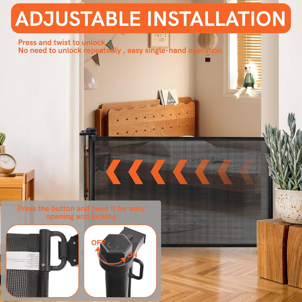 Extra-Wide Retractable Baby & Pet Gate, 31" Tall, Black G29639