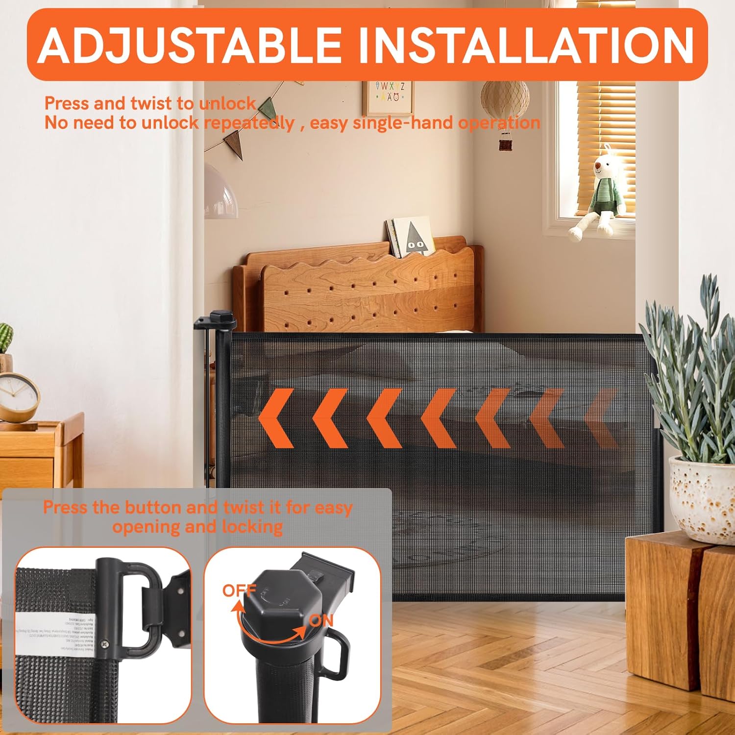 Extra-Wide Retractable Baby & Pet Gate, 31" Tall, Black G29639