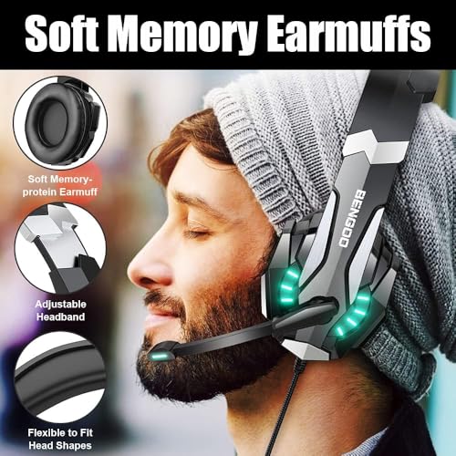 BENGOO G9000 Stereo Gaming Headset for PS4 PC Xbox One PS5, Noise Cancelling Over Ear with Mic U80966