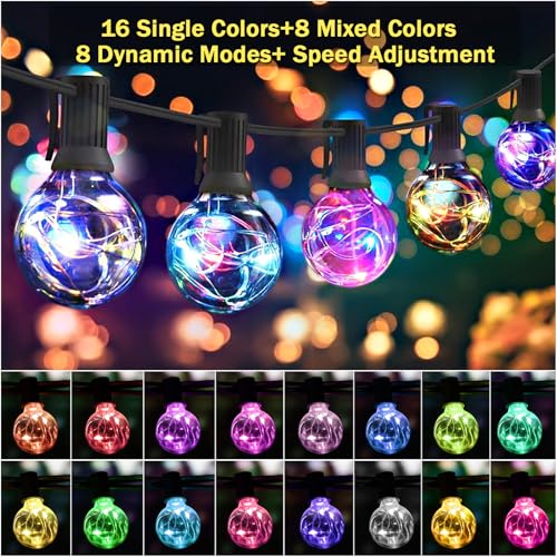 G40 LED Outdoor String Lights 30FT Connectable Waterproof with Remote I154