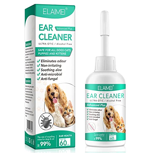 Ear Cleaner for Dogs, Dogs Ear Infection Treatment - Supports Soothing Dog Yeast Infection, Soothes Itchy & Inflamed Ears, Ear Odor, Pet Ear Care Supplement for Small, Medium and Large Dogs - 60ml