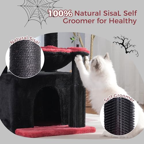Gothic Cat Tree 32 Inches for Large Cats with Scratching Post and Hammock M975