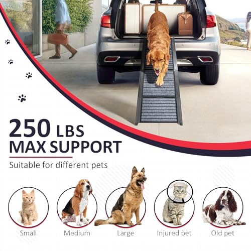 PENSUN Dog Ramp for Car, 67" Foldable Pet Ramp with Non-Slip Surface for Medium & Large Dogs A525