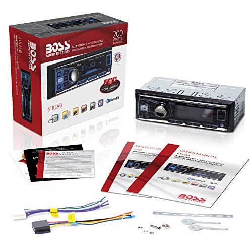 BOSS Audio Systems 611UAB Single Din Car Stereo with Bluetooth, USB, Aux, AM/FM Q960335
