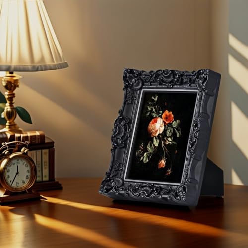 Vintage 8x10 Picture Frame Black Gothic Antique Tabletop Wall Hanging Q4235