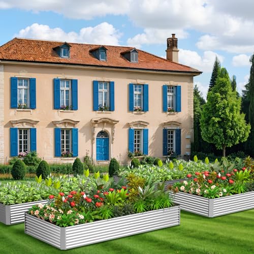3 Pack Galvanized Raised Garden Bed Outdoor 36x18 inch Q5310