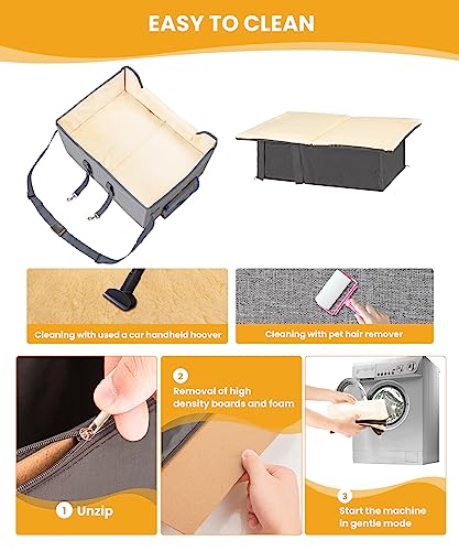 Elevated Dog Car Seat for Small Dogs with Adjustable Straps D993770