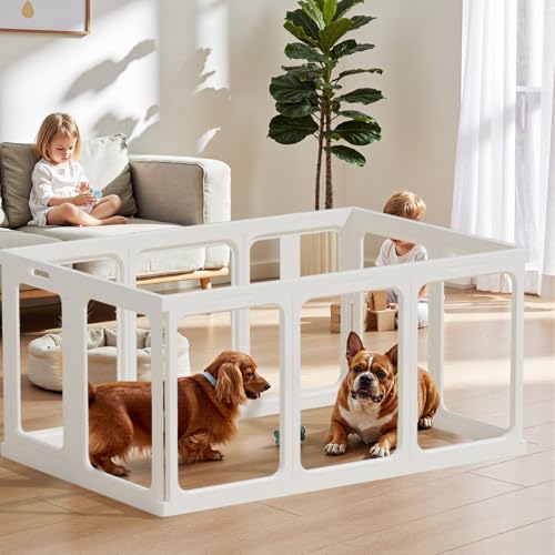 Clear Acrylic Dog Playpen 24" H Indoor Pet Fence for Puppy Small Dog Rabbit Cat R696