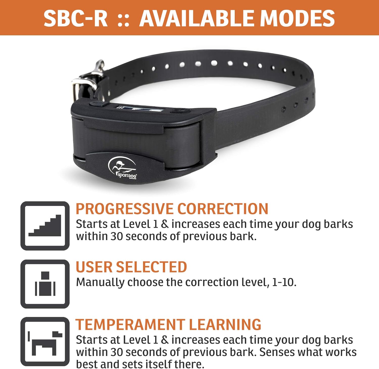 SportDOG Brand NoBark SBC-R Bark Collar - Rechargeable, Waterproof O810