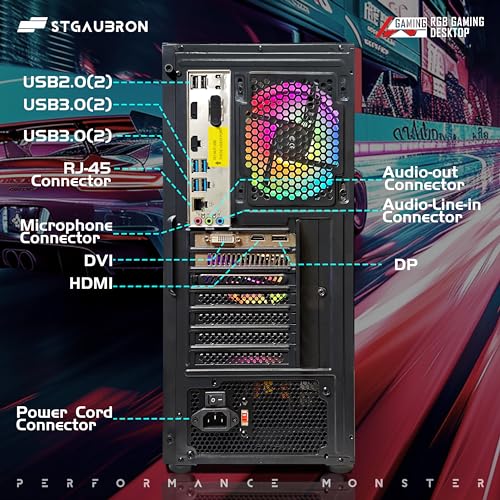 STGAubron Gaming PC Desktop, Intel Core i7, Radeon RX 580 8G, 16G RAM, 512G SSD G93438