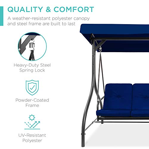 Best Choice Products 3-Seat Outdoor Canopy Swing Glider with Adjustable Shade, Midnight Green A10932