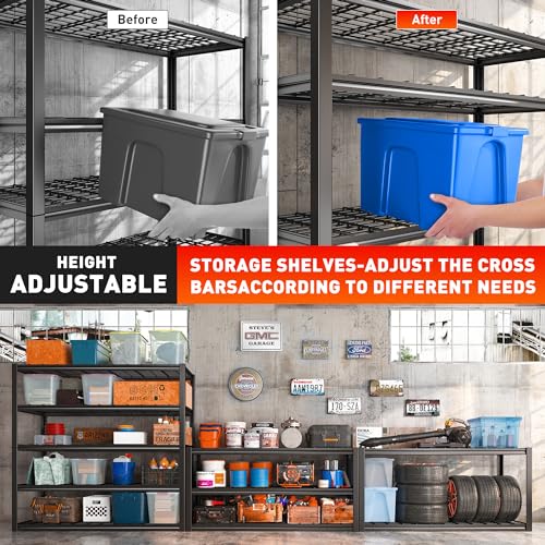 REIBII 60" W Garage Shelving Heavy Duty Metal Storage Shelves L4095